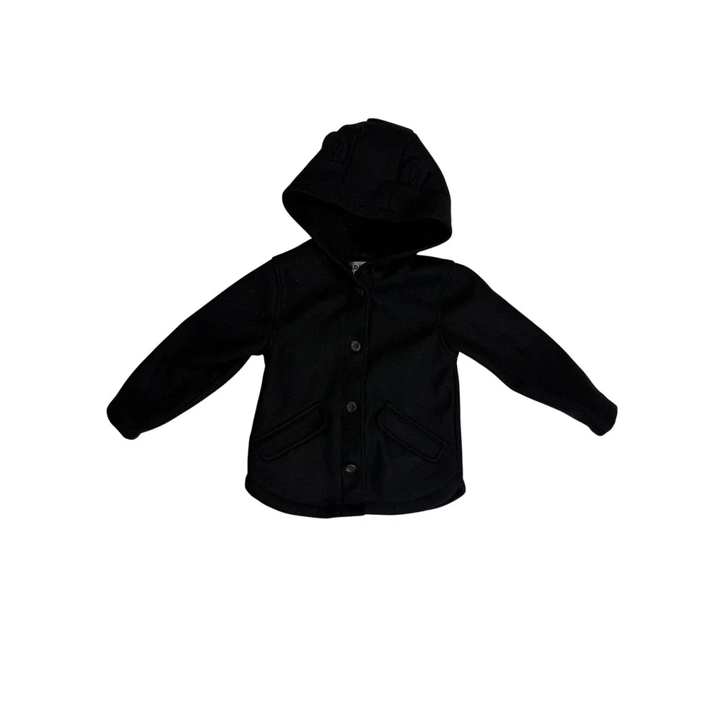 Old Navy Kids Black Sherpa Lined Hooded Pea‎ Coat with Animal Ears 4T Jacket
